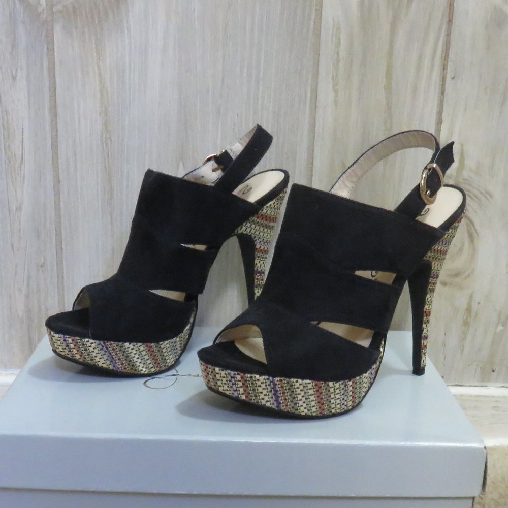 2 Lips Too Black Suede Dressy Women's Sandals